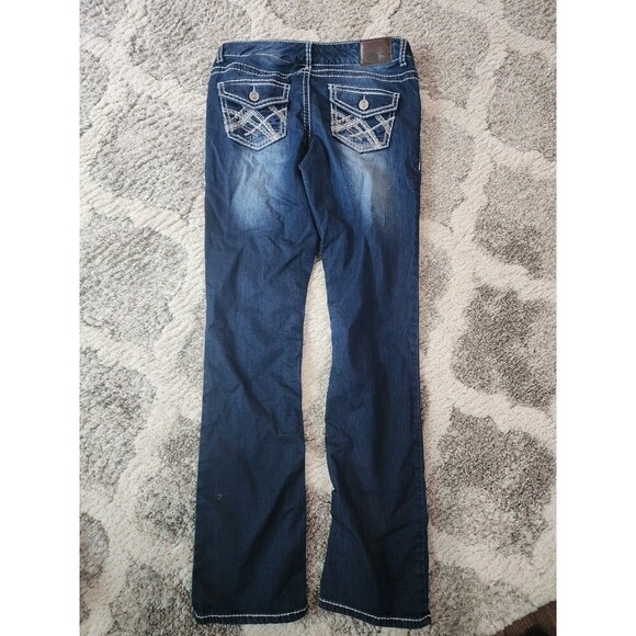 Maurices Jeans Womens Medium Blue Dark Wash Embroidered Stretch - Picture 2 of 7